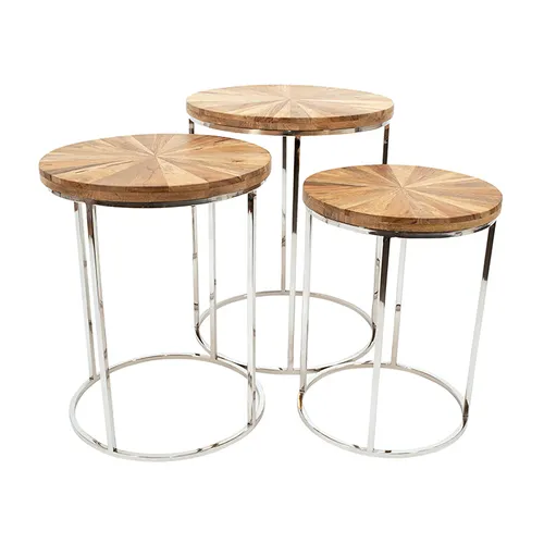 Mango wood starburst side table metal frame