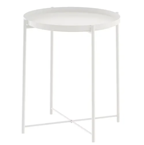 White Metal Round Side Table