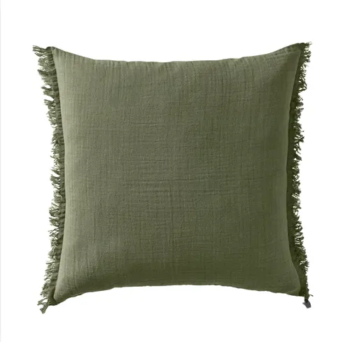 Green Frill Linen Cushion