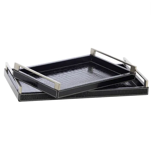 Black Croc Leather Tray