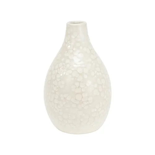 Ceramic cream dimple vase medium