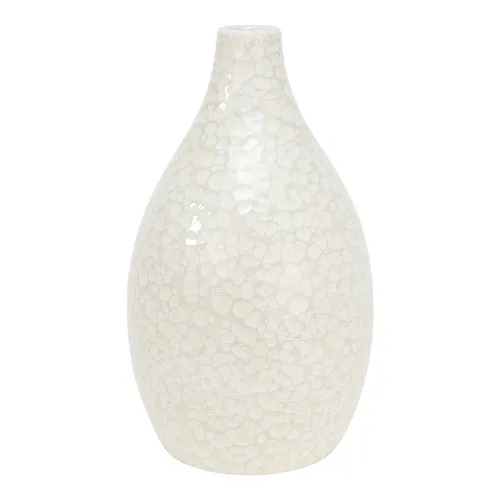Ceramic cream dimple vase Large