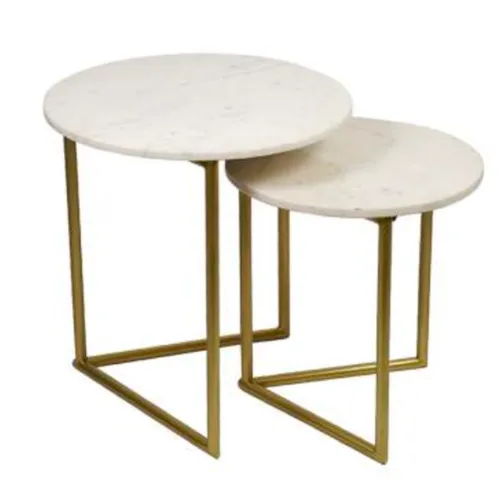 Marble Gold Iron Round Side Table