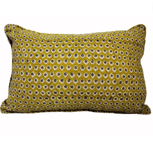 Walter mustard / grey spot block print feather lumber