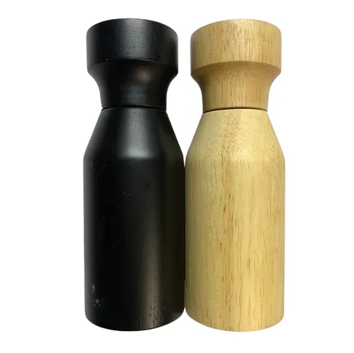 Wood  & Black Salt & Pepper Grinder Set 2