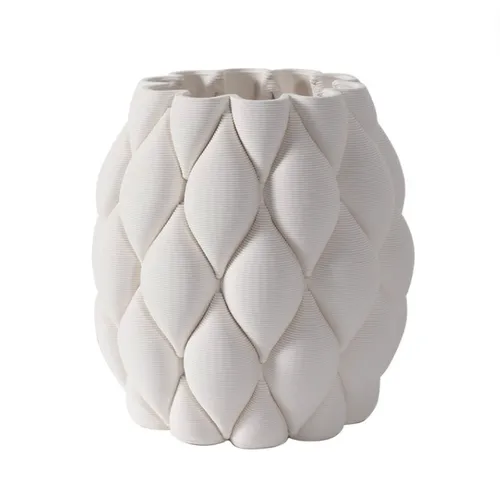Ceramic White Quilted Vase Small
