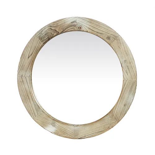 Grey round wooden mirror 80cm