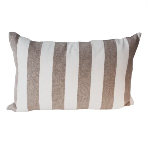 Cream  / Natural stripe flax linen feather lumber