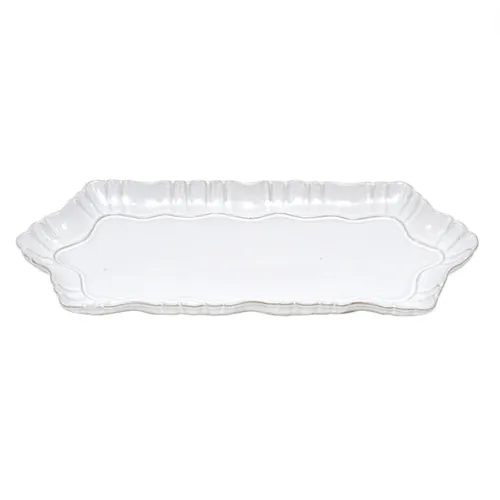 Terracotta white rect platter lge
