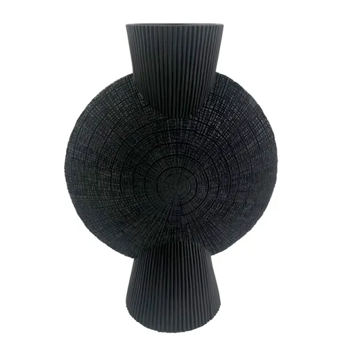 Black Resin Disc Vase