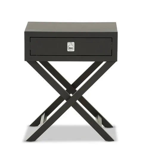 Cross leg black bedside table