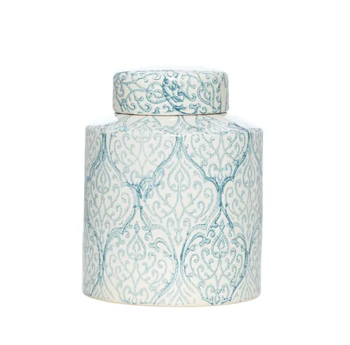 White, Blue pattern Ginger Jar