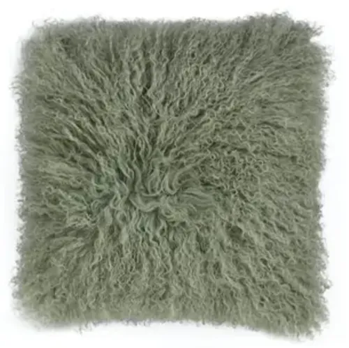 Green mongolian fur poly cushion