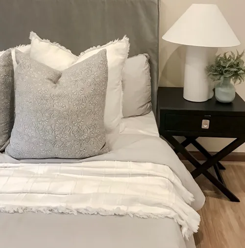 QB Light Grey with Fringe Cotton Set