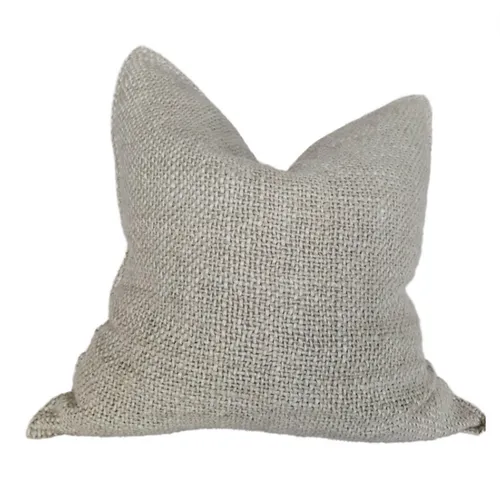 Sage Hand Loomed French Linen Feather Cushion