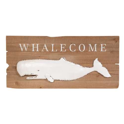 Whalecome Wall Sign Wooden Artwork