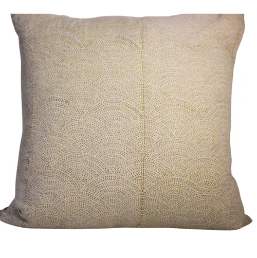 Rust rainbow dot block print feather cushion