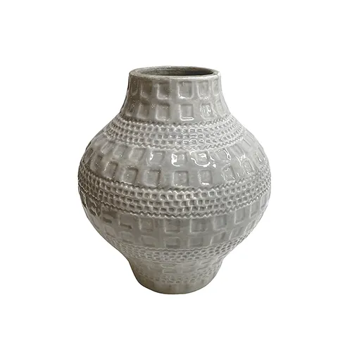Terracotta grey wide vase