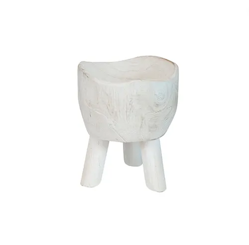White Wooden Bowl With Legs Small