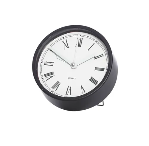 Desk clock - blk sml round clock