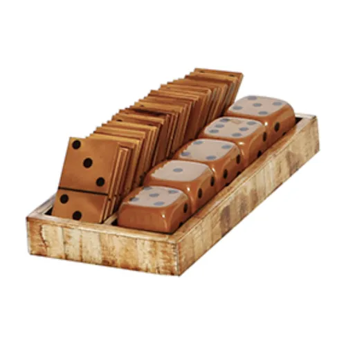 Brown Bone & Resin Domino’s 5 dice set