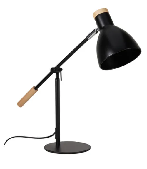Desk lamp blk arm with wood