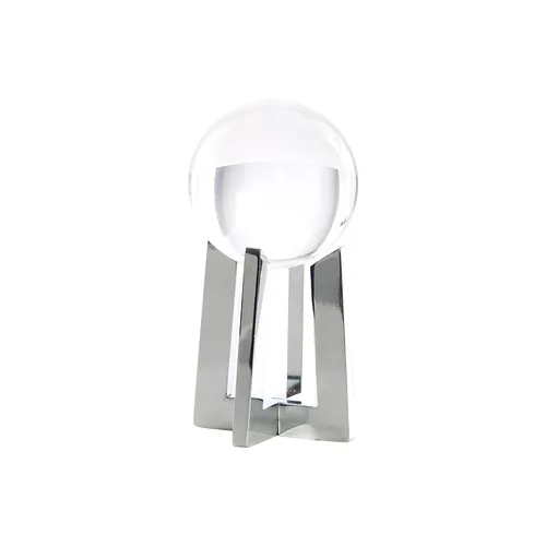 Glass ball on silver leg stand