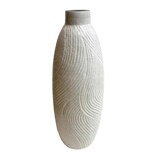 Terracotta white pattern vase 