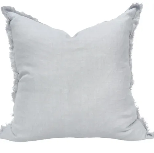 Grey linen frill feather cushion