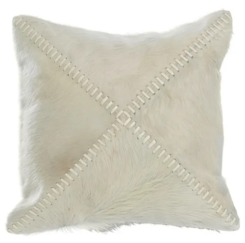 Cream cowhide feather cushion