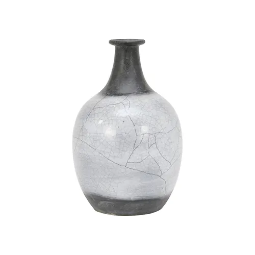 Ceramic grey crackle vase med