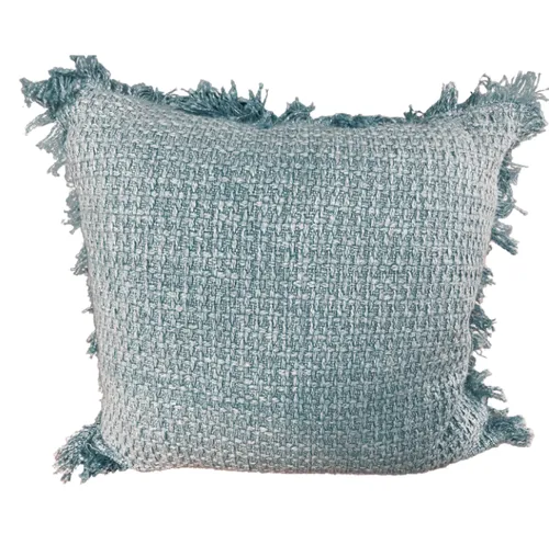 Blue Teal textured frill feather cushion