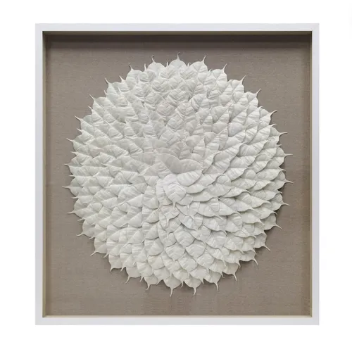 Fleur White Feather Circle Art