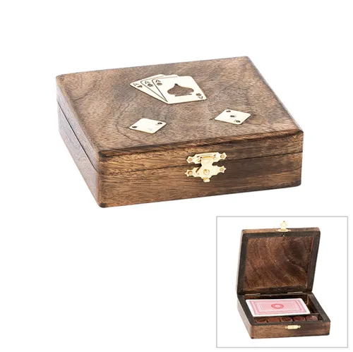 Mango wood card & dice set