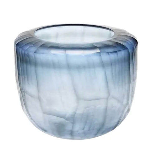 Glass Light Blue Vase Hand Made