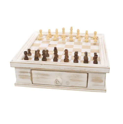 Timber Whitewash Chess Set