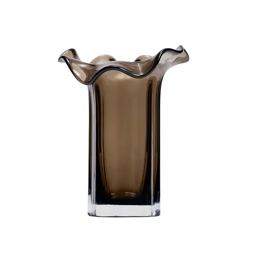 Brown Glass Wave Vase Small
