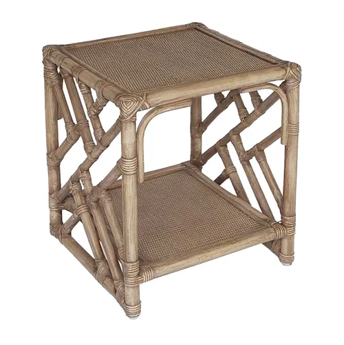 Rattan Antique Grey Bedside Table