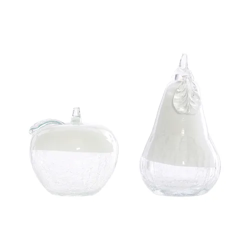 White glass apple & pear