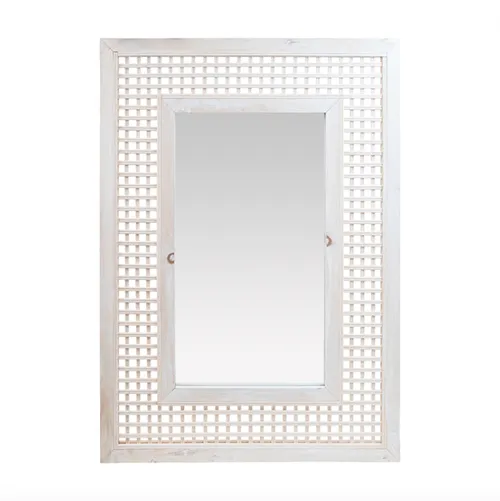 Whitewash lattice wall mirror 65 x 90cm