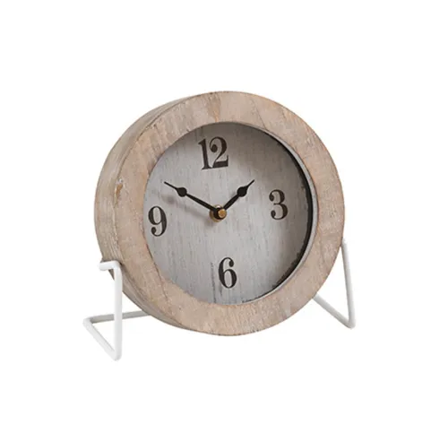 Wooden Round Desk Clock on Stand