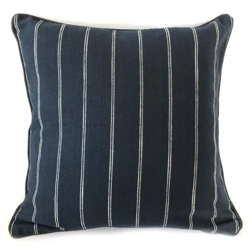 Blue Navy stripe with buttons poly Euro cushion