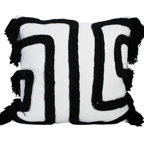 Black piping feather cushion