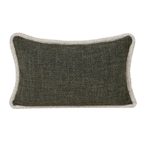 Woven Moss with Cream Trim Lumber Cushion