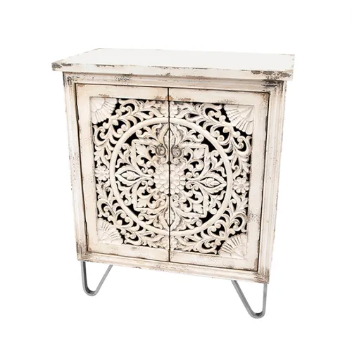 Timber Whitewash Cutout Cupboard