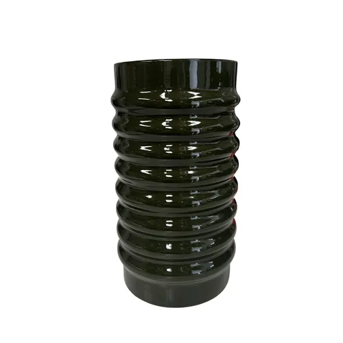 Bottle Green Ceramic Ribbed Vase Large