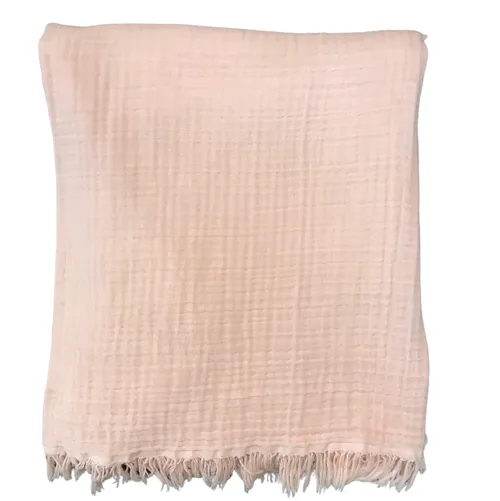 Pink Linen fringe throw