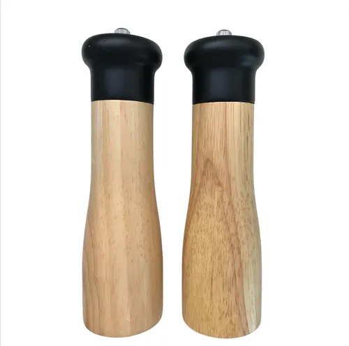 Wood / Black Salt & Pepper Grinder Set 2