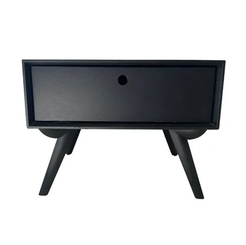 Black One Draw Wide Bedside Table