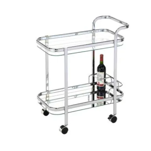 Silver/ clear glass rectangle wine holder Bar Cart